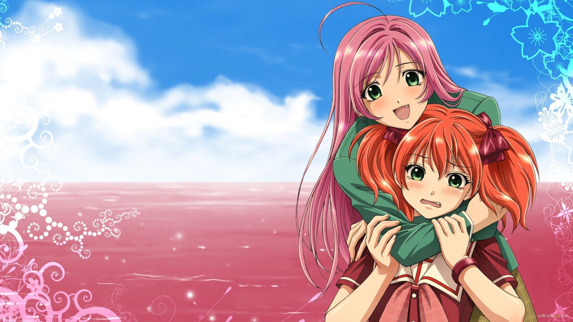 Anime Kiss Of Love Wallpapers - Kokoa Rosario Vampire , HD Wallpaper & Backgrounds
