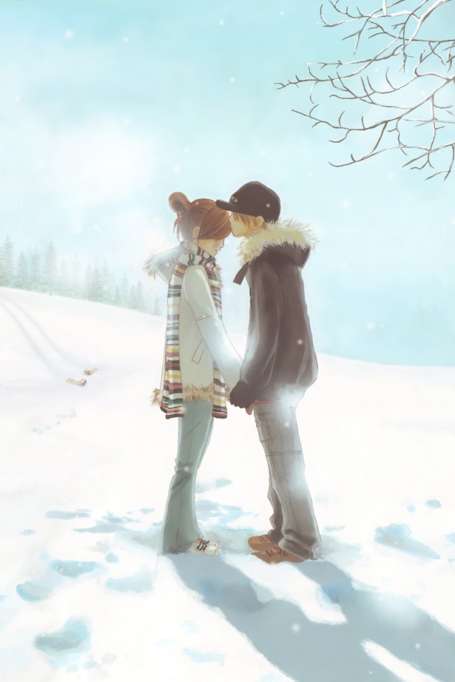 Cute Cartoon Kissing Couple Iphone 6 Iphone 6 Plus - Iphone Wallpaper Cute Couple , HD Wallpaper & Backgrounds