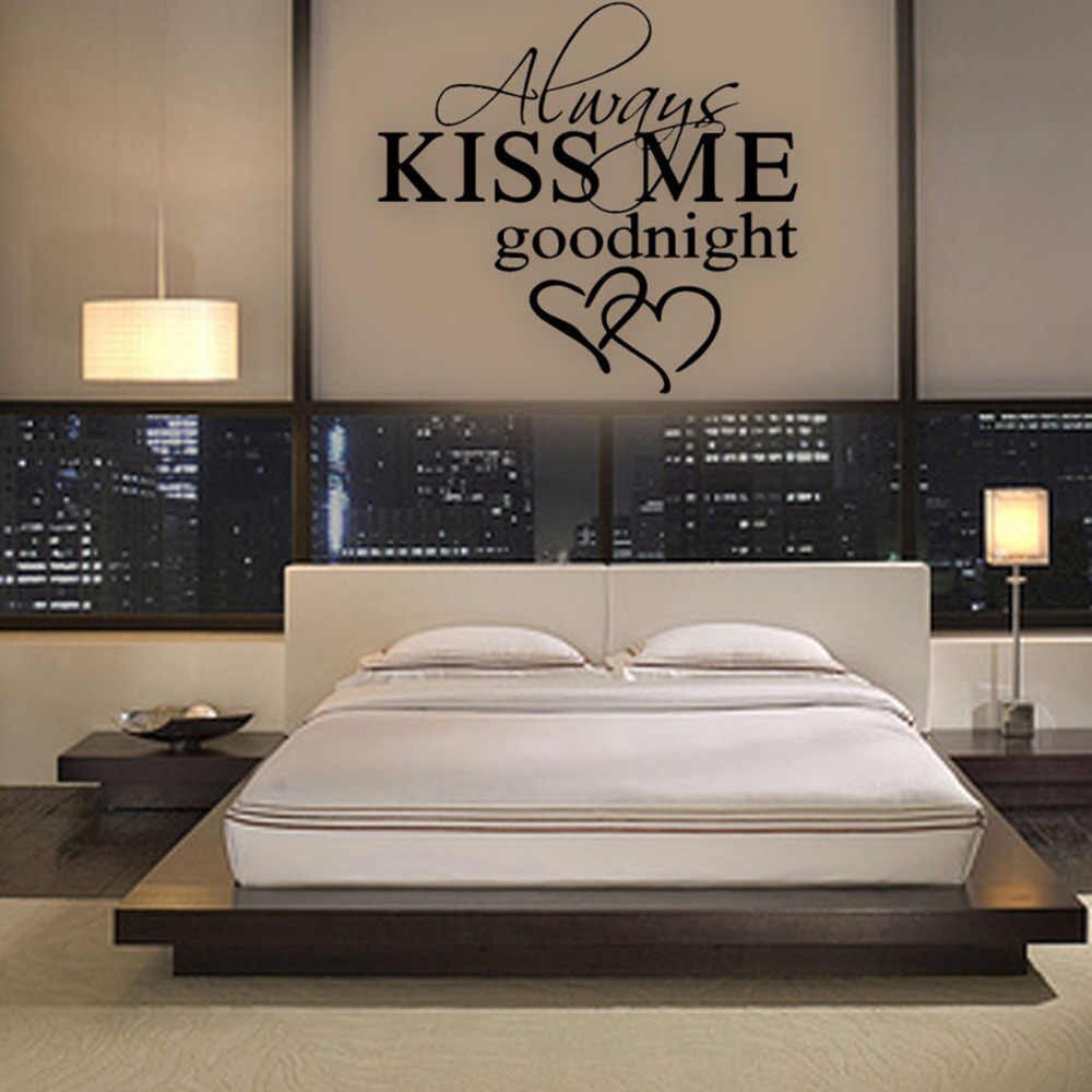 Romantic Wall Stickers Always Kiss Me Goodnight Wallpaper - Bed Frames Designs , HD Wallpaper & Backgrounds