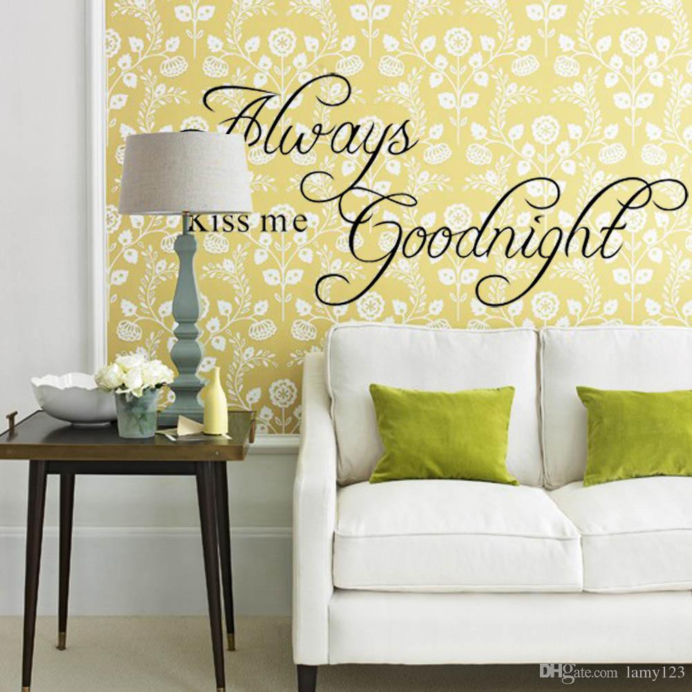 2016 Diy Always Kiss Me Goodnight English Letter Quote - Yellow Wallpaper Living Room , HD Wallpaper & Backgrounds