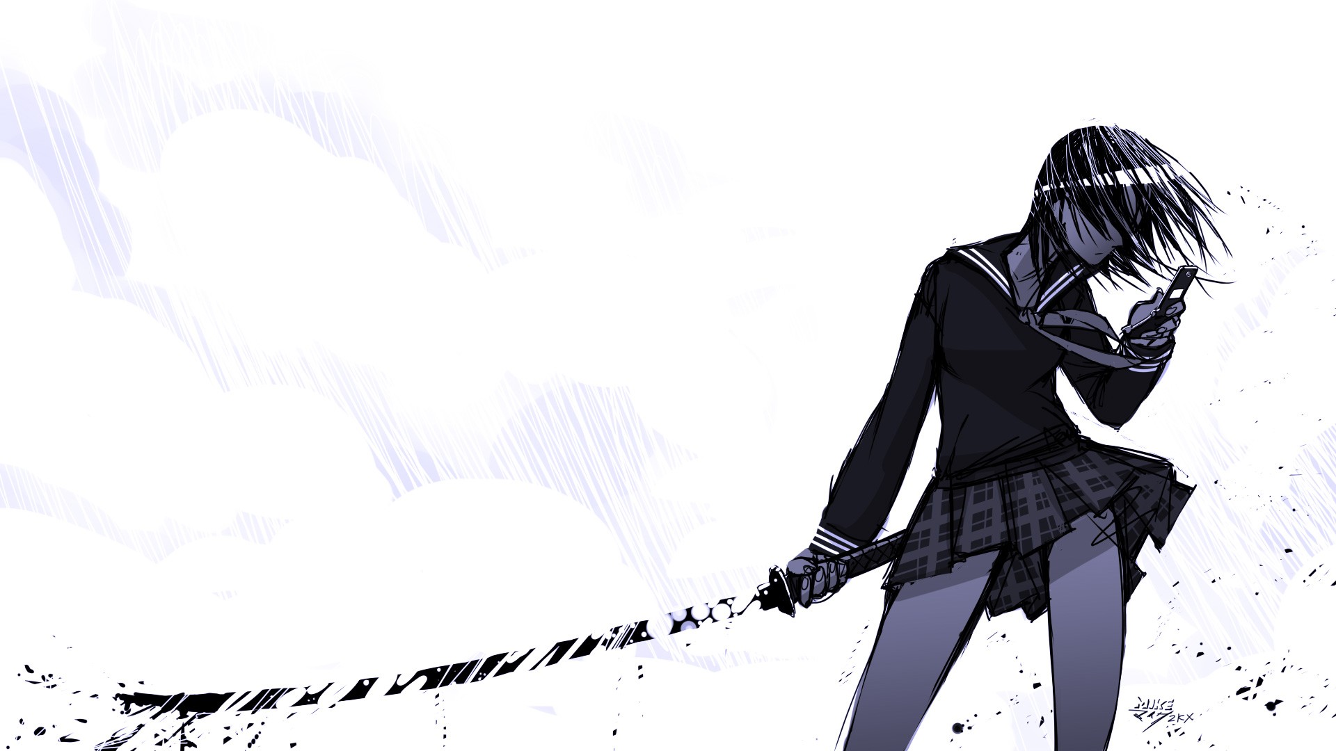 Katana Anime Girl Hd Wallpaper - Anime Girls Wallpaper Katana , HD Wallpaper & Backgrounds