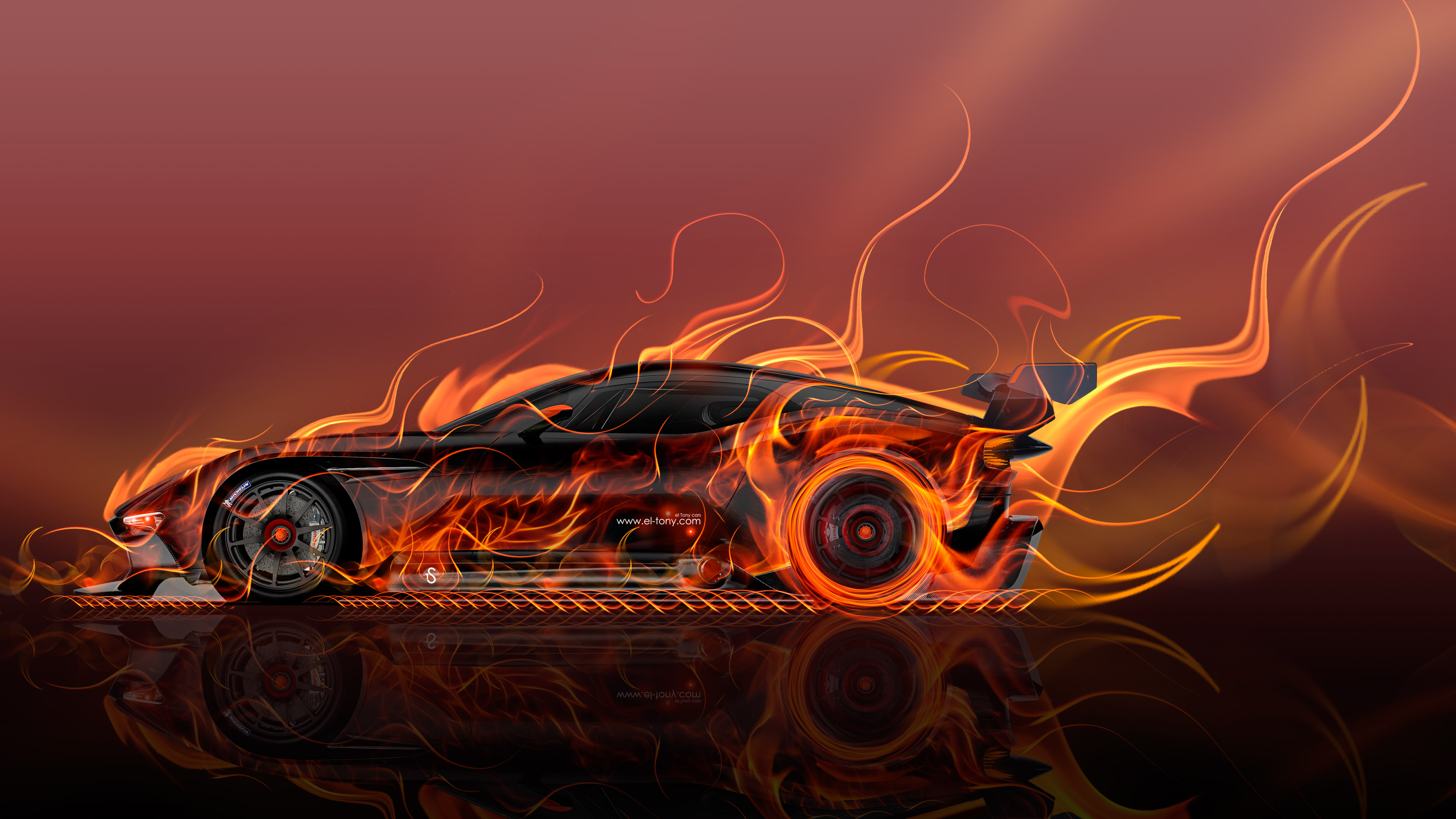 Fractal Art, Aston Martin Vulcan, Smoke, Aston Martin, - Aston Martin Vulcan Fire , HD Wallpaper & Backgrounds