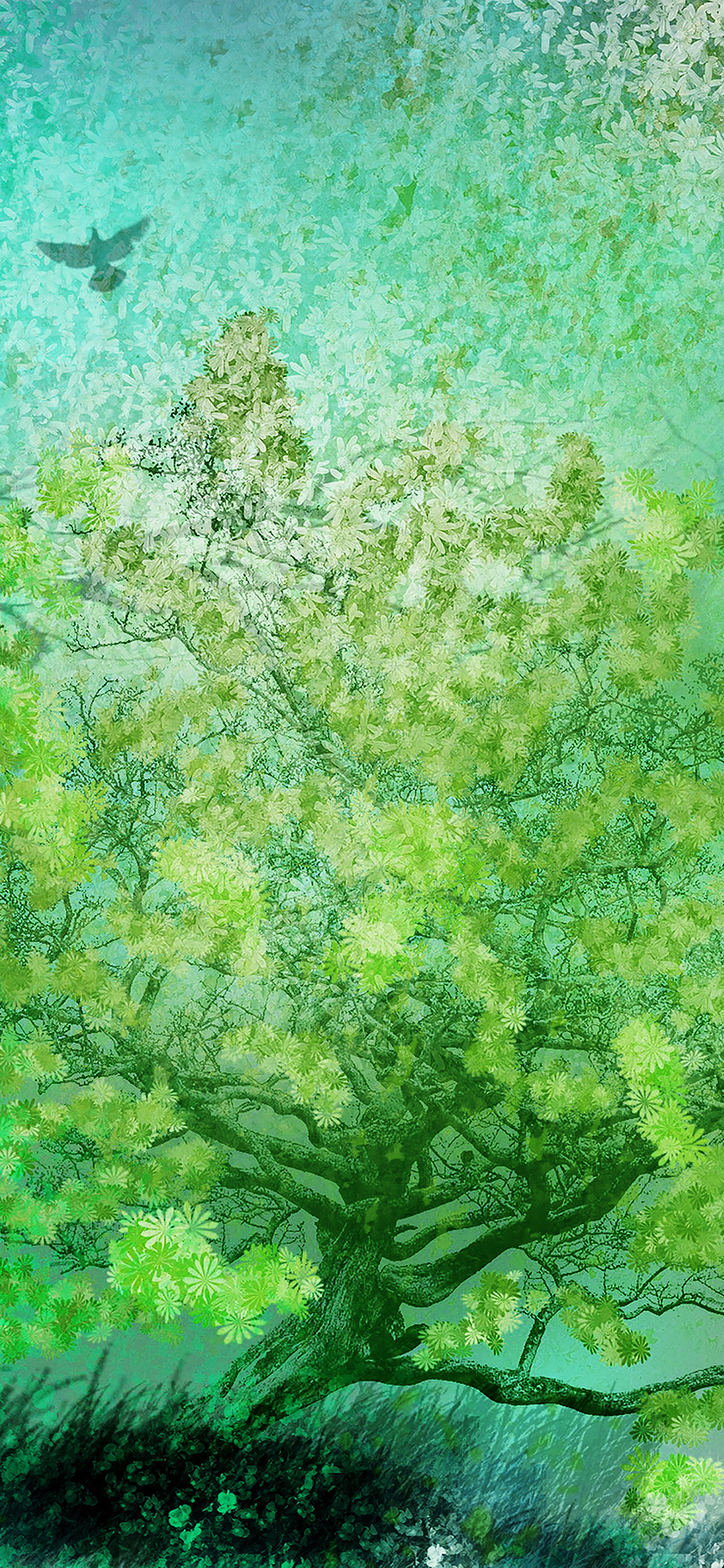 Ai12 Flower Spring Art Green Illust Happy - Spring Wallpapers For Iphone Seven , HD Wallpaper & Backgrounds