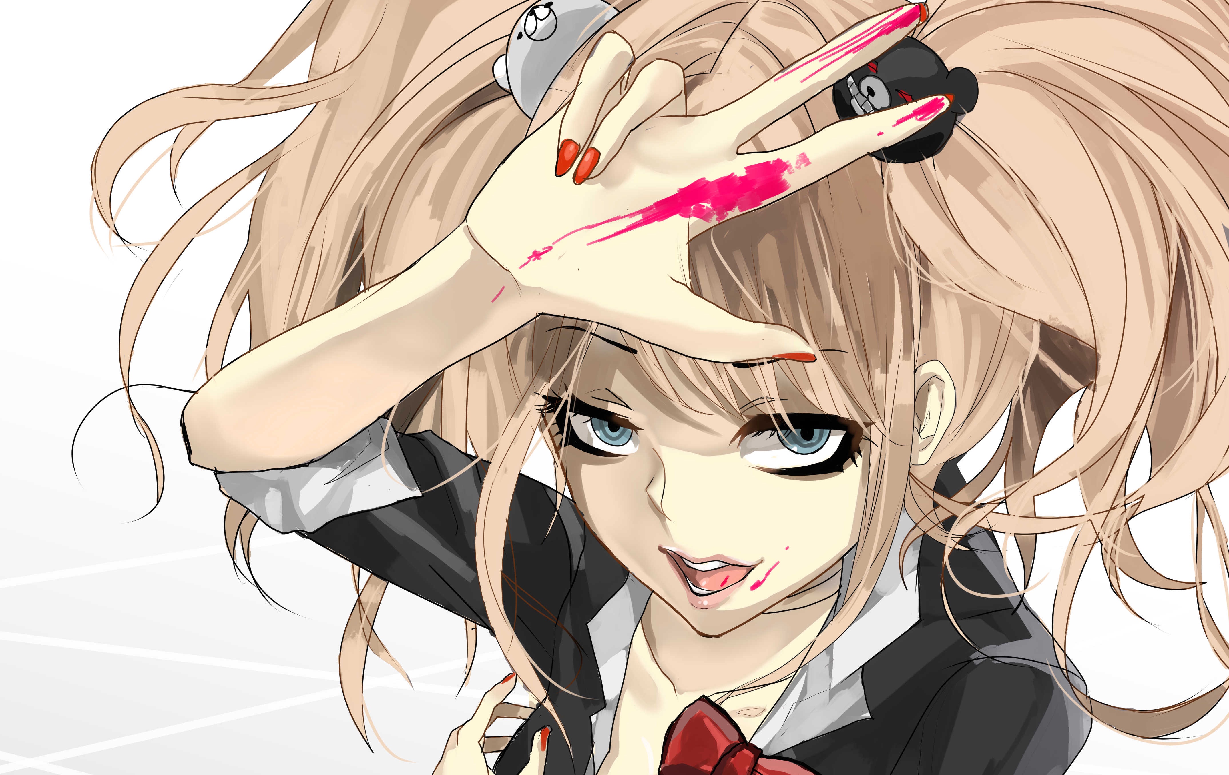 Junko Enoshima - Anime Girl With Face Paint , HD Wallpaper & Backgrounds