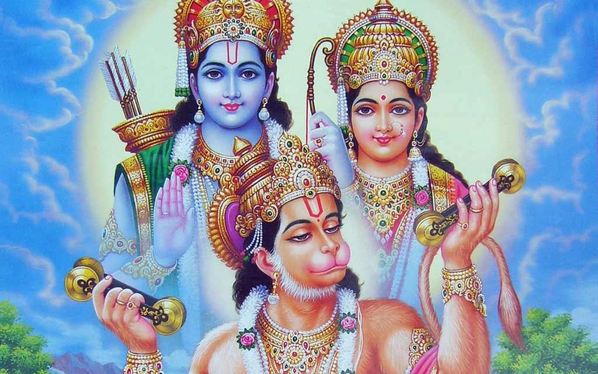 Hanuman Rama And Sita , HD Wallpaper & Backgrounds