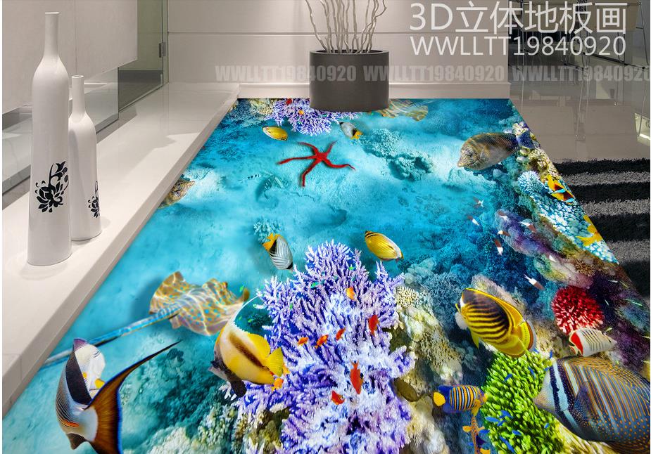 3d Floor Painting Custom Self Adhesive Wallpaper Seabed - Imagens Fundo Do Mar 3d , HD Wallpaper & Backgrounds