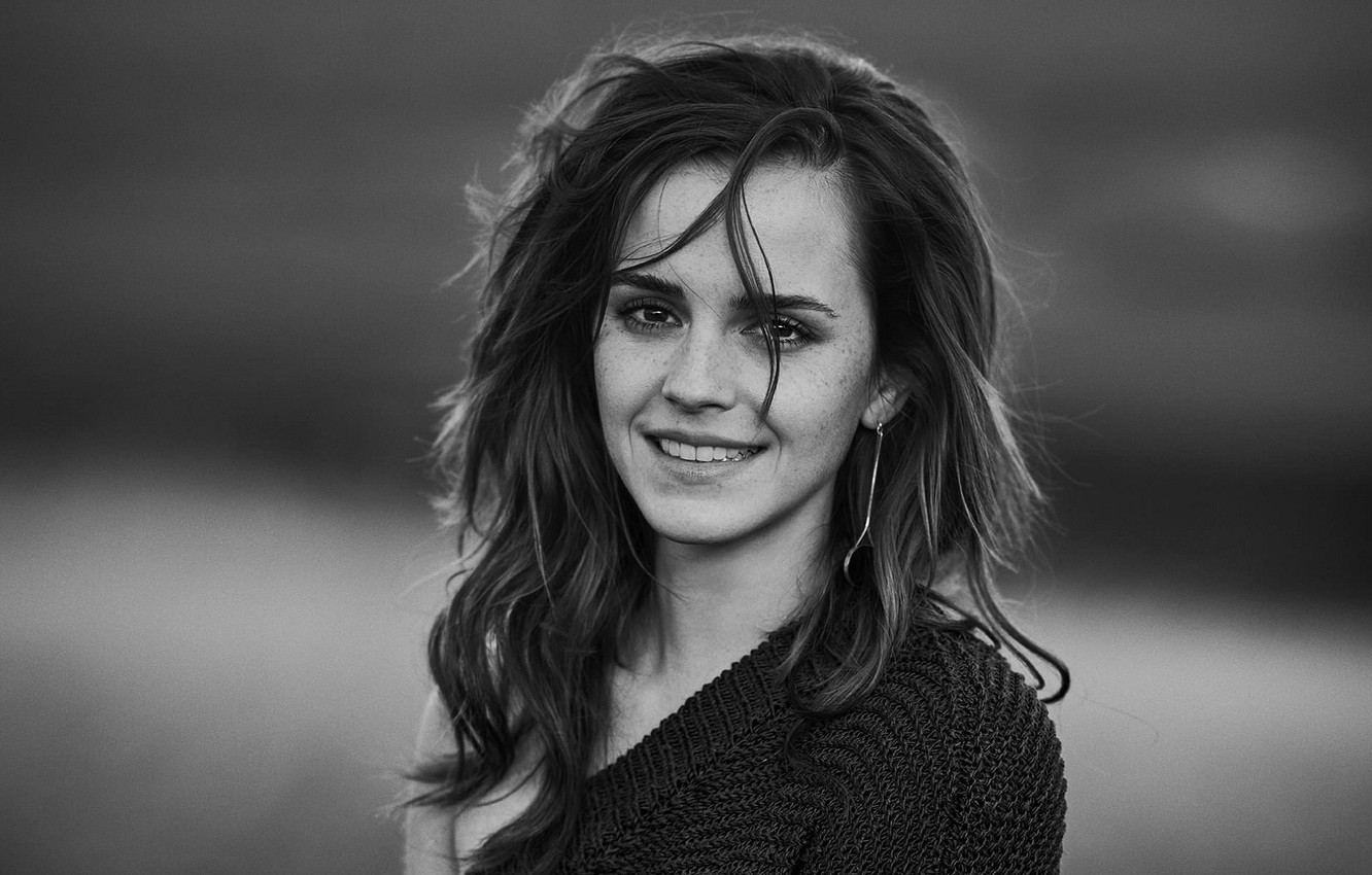 Photo Wallpaper Girl, Black & White, Actress, Girl, - Emma Watson , HD Wallpaper & Backgrounds