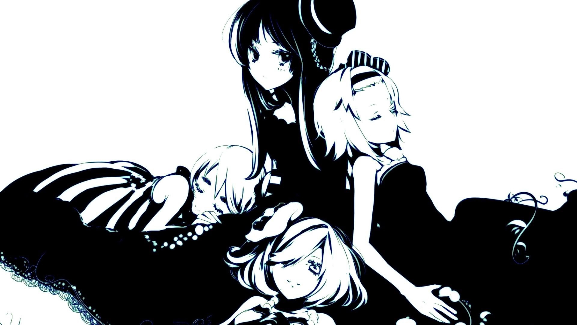 Wallpaper K-on, Girls, Black And White, Rest, Look - Anime Blanco Y Negro , HD Wallpaper & Backgrounds