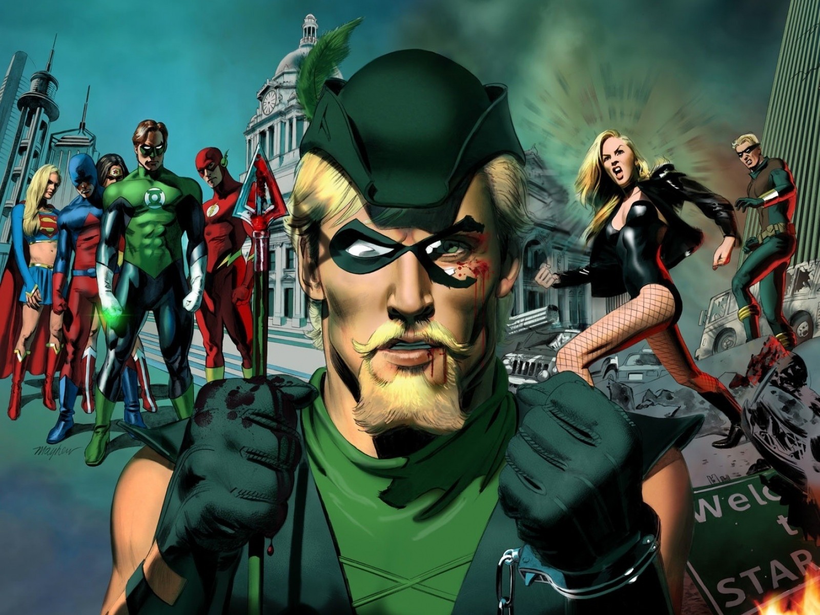 Rise And Fall Wallpaper - Green Arrow And Justice League Comic , HD Wallpaper & Backgrounds
