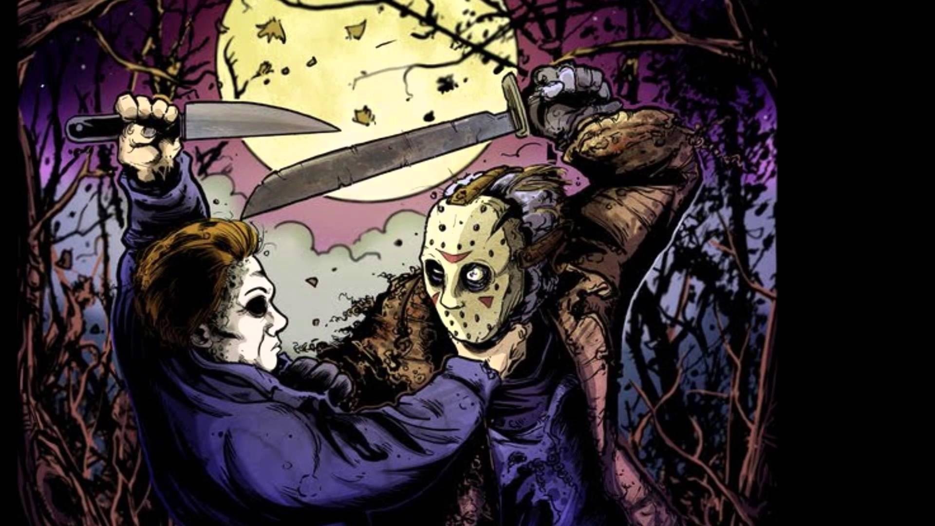 Halloween 2 Wallpapers - Jason Voorhees Vs Michael Myers Art , HD Wallpaper & Backgrounds