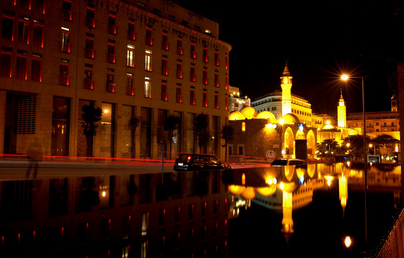 Photo Wallpaper Night, Night, Lebanon, Beirut, Beirut, - Reflection , HD Wallpaper & Backgrounds