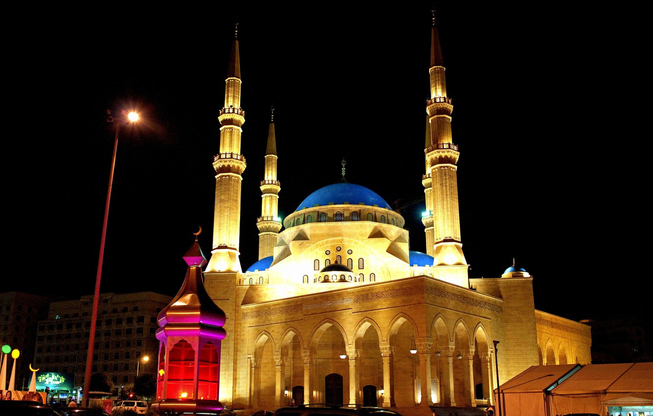 Photo Wallpaper Night, Night, Lebanon, Beirut, Beirut, - Mohammad Al-amin Mosque , HD Wallpaper & Backgrounds