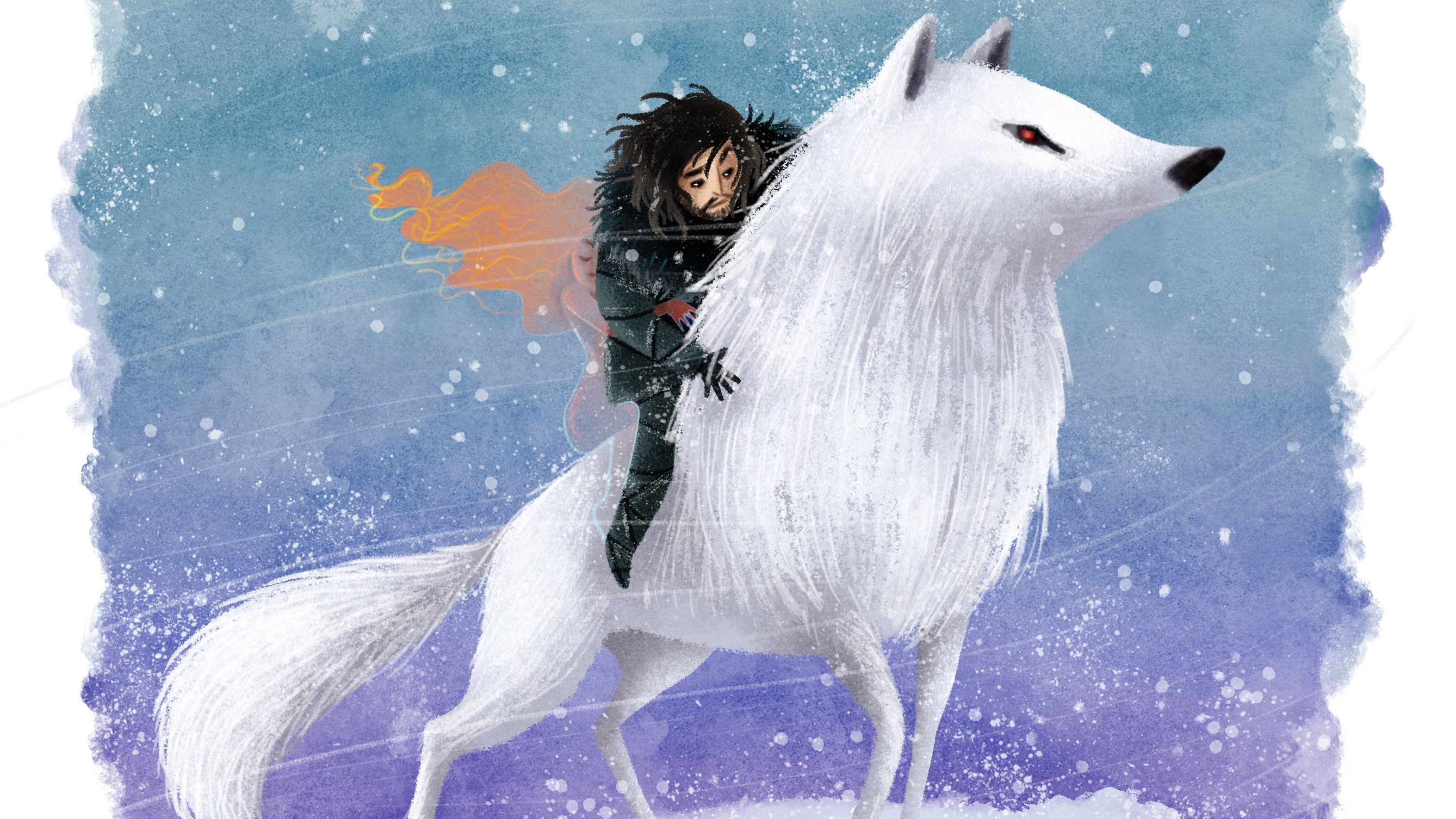 Click The Wallpaper To View Full Size - Jon Snow Ghost Fanart , HD Wallpaper & Backgrounds