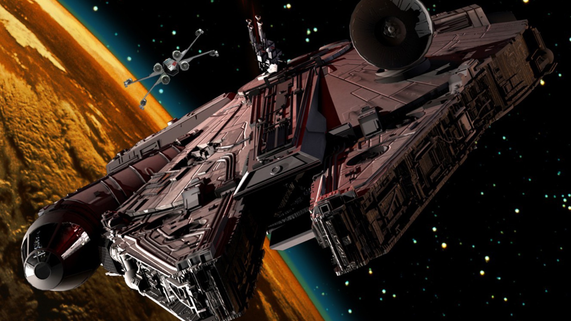 X Wing Vs Millenium Falcon , HD Wallpaper & Backgrounds