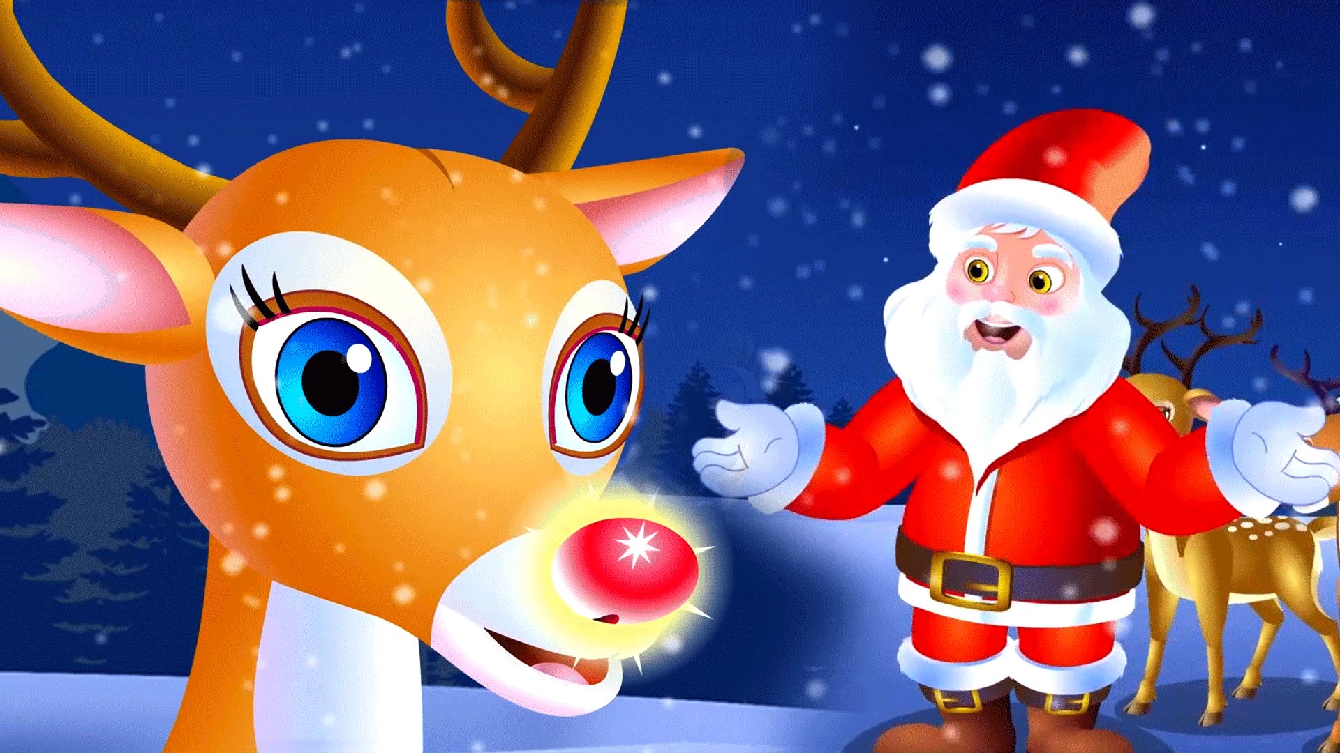Santa Claus With Reindeer Wallpaper - Rudolph The Red Nosed Reindeer For Christmas , HD Wallpaper & Backgrounds
