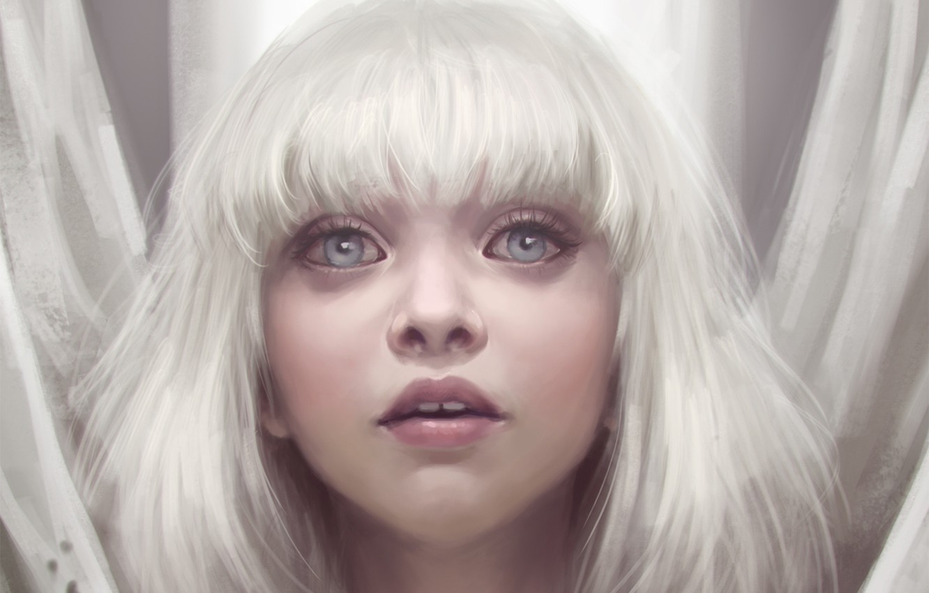 Photo Wallpaper Eyes, Look, Girl, White Hair, Art, - Maddie Ziegler Sia Look , HD Wallpaper & Backgrounds