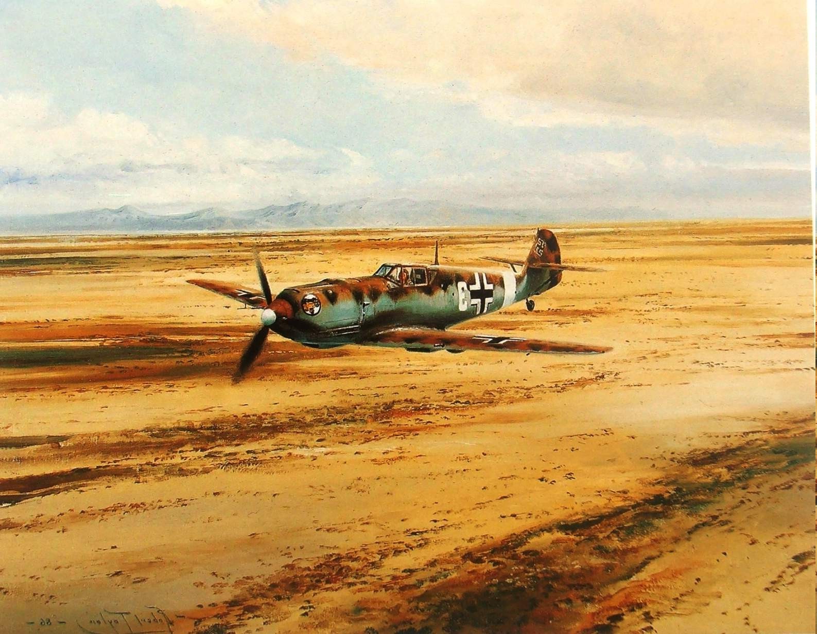 Messerschmitt Messerschmitt Bf 109 World War Ii Germany - Desert War Background Hd , HD Wallpaper & Backgrounds