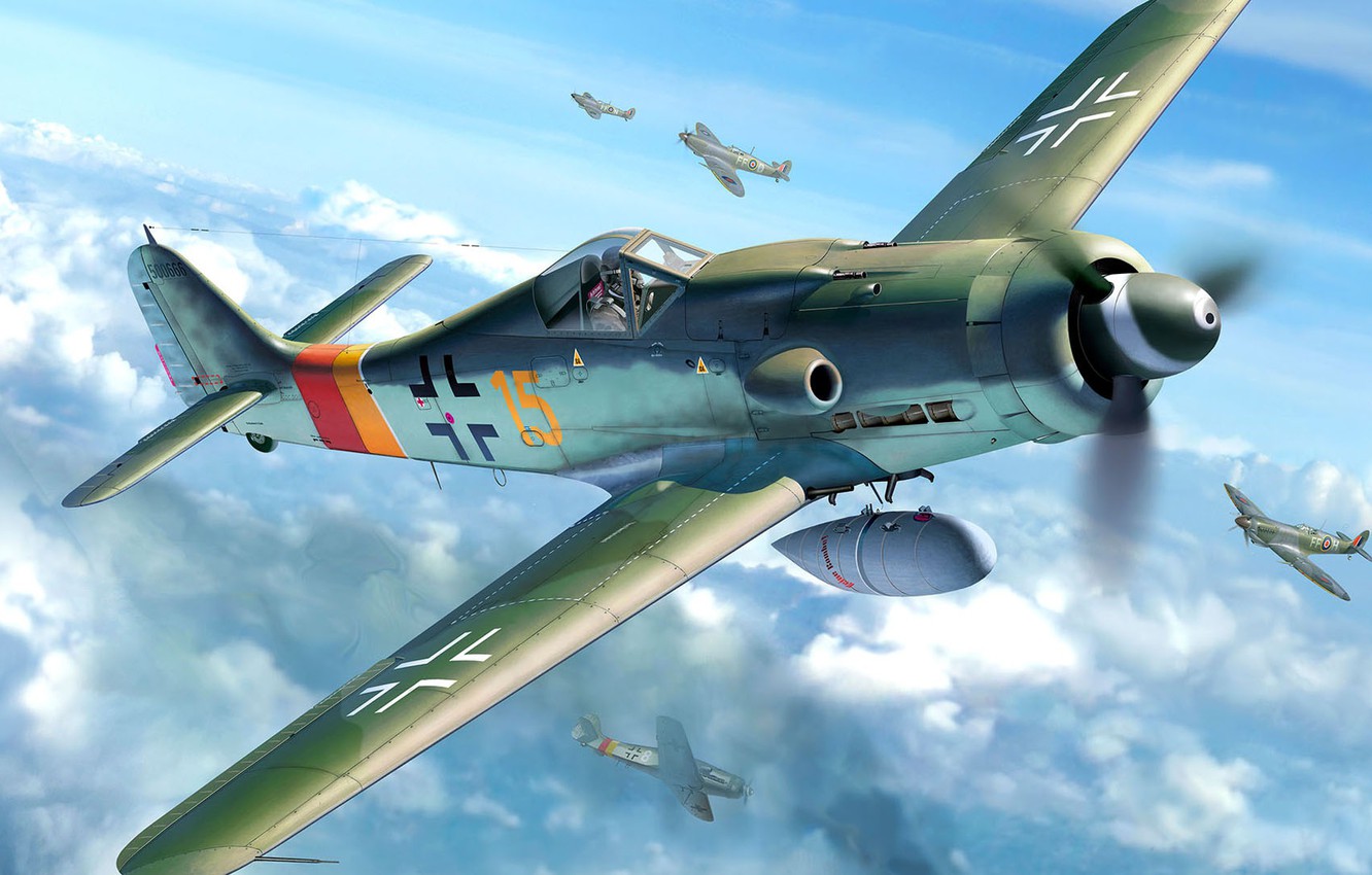 Photo Wallpaper Spitfire, Focke Wulf, Luftwaffe, Shrike, - Focke Wulf Revell , HD Wallpaper & Backgrounds
