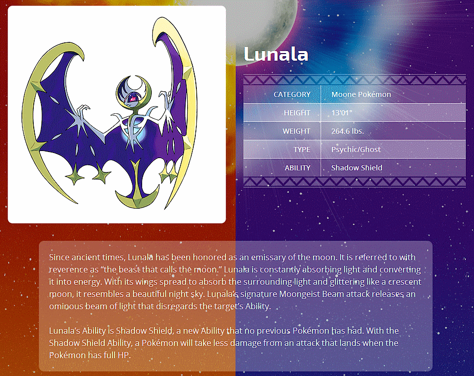 Pokémon Fondo De Pantalla Called Lunala Details - Alola Region Legendary Pokemon , HD Wallpaper & Backgrounds