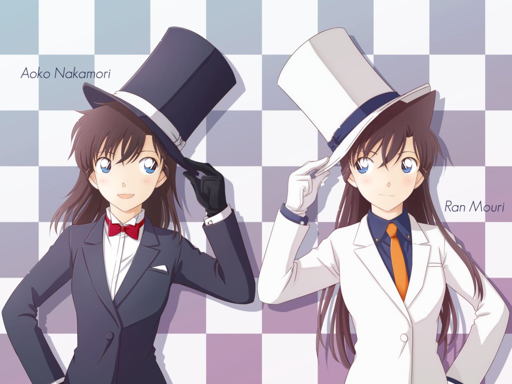 Magic Kaito Fond D'écran Titled Black And White - Aoko Nakamori And Ran Mouri , HD Wallpaper & Backgrounds