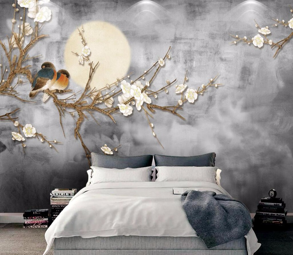 Beibehang Custom Behang Chinese Stijl Slagen Bloem - Magnolia Tree Wall Decal , HD Wallpaper & Backgrounds