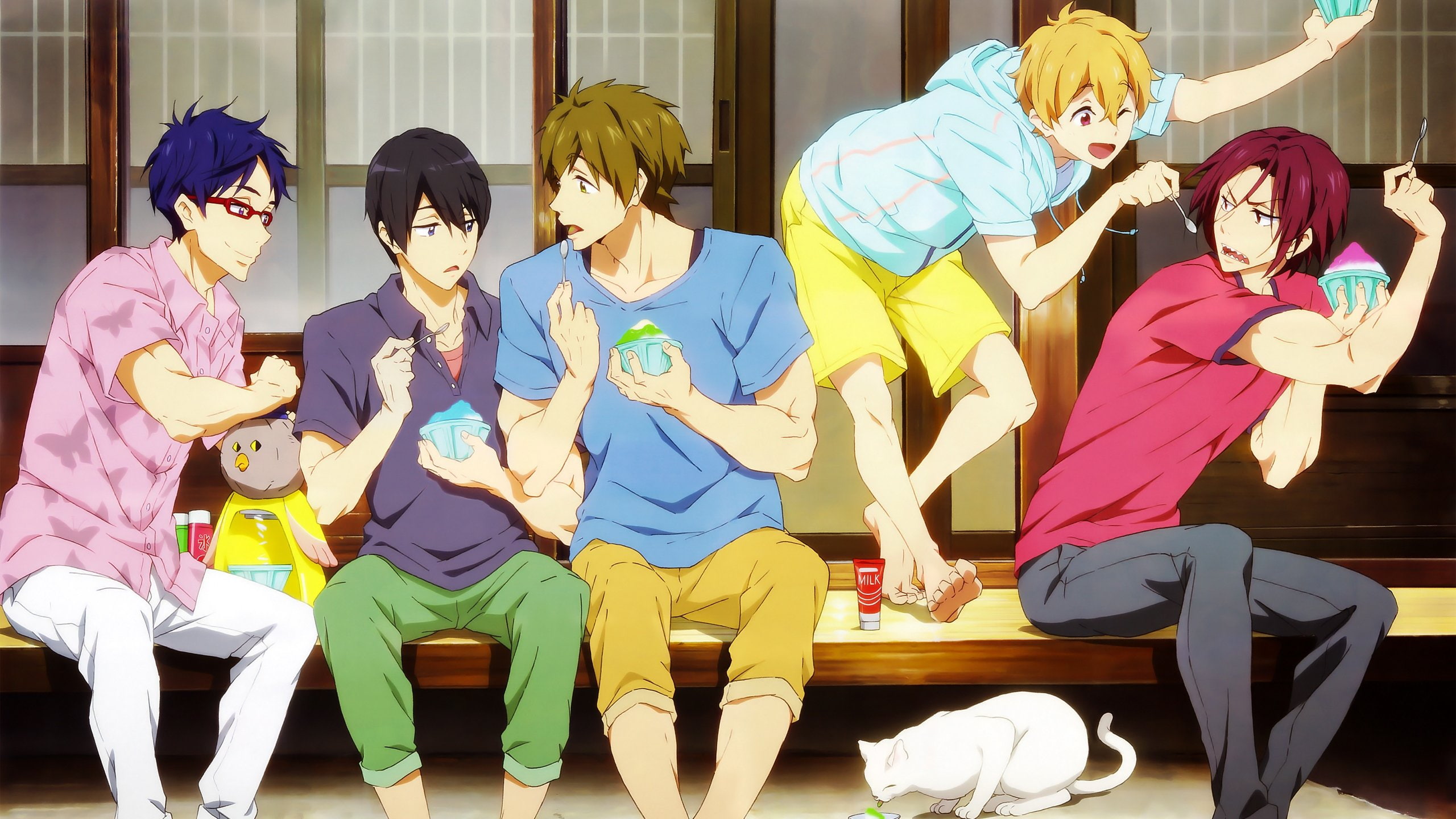 Free , Group, Haruka, Hazuki, Makoto, Matsuoka, Megane, - Cute Anime Boy Tickle , HD Wallpaper & Backgrounds