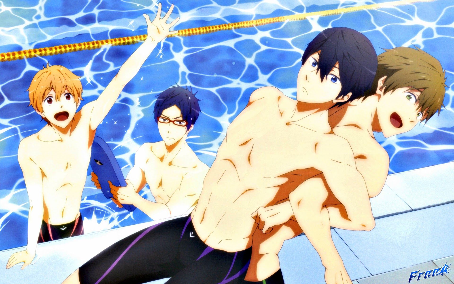 Free Wallpaper Anime Haruka Nanase, Gou Matsuoka, Makoharu, - Haruka Makoto Nagisa Rei , HD Wallpaper & Backgrounds