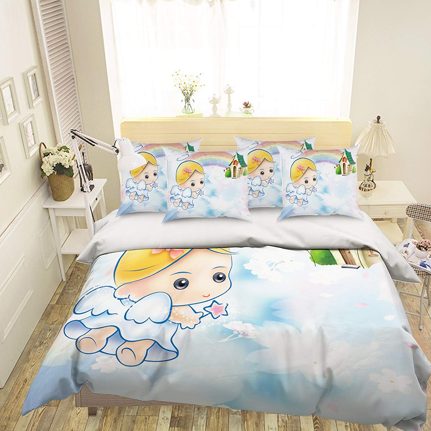 3d Rainbow Angel 933 Bedding Pillowcases Quilt Duvet - Duvet Cover , HD Wallpaper & Backgrounds