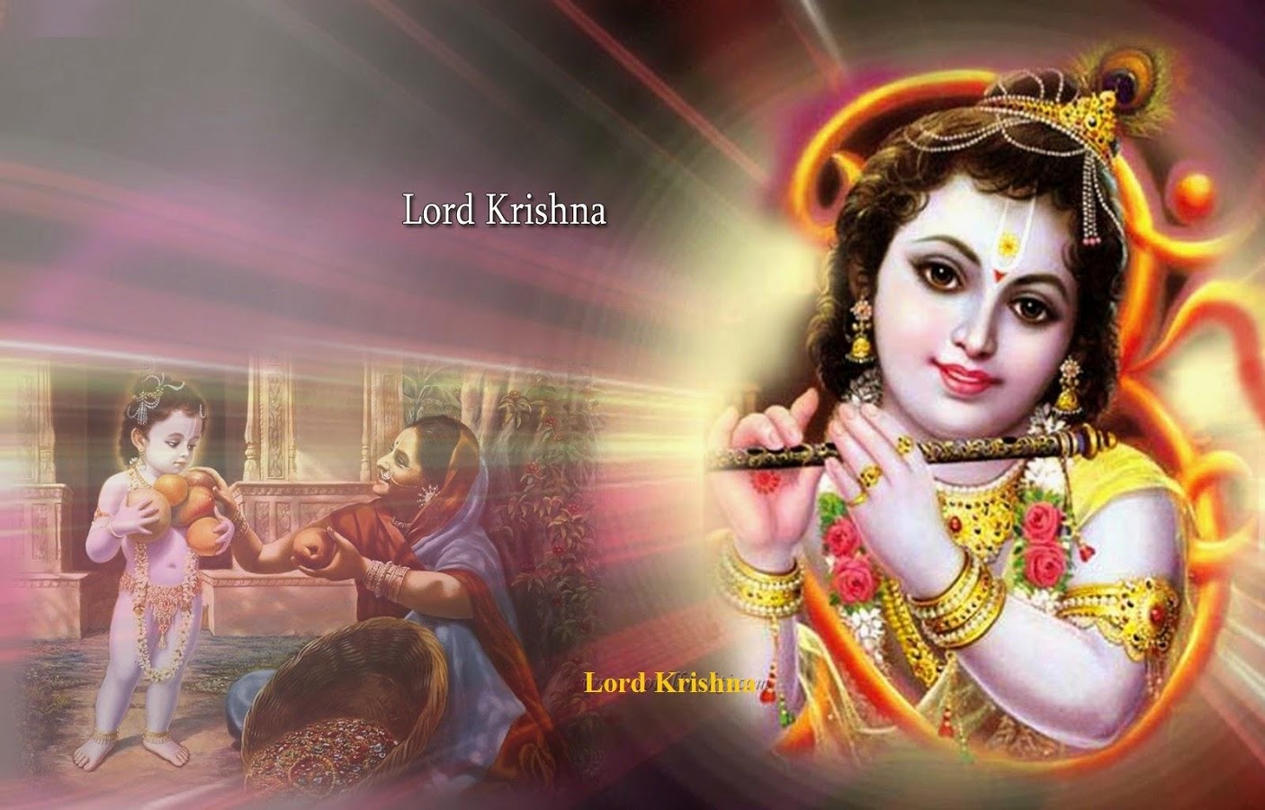 Lord Krishna 3d Wallpaper - Lord Krishna And Fruit Seller , HD Wallpaper & Backgrounds
