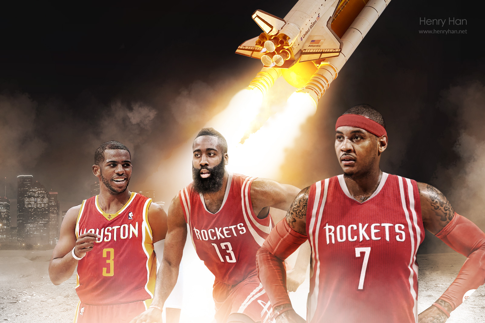 Houston Rockets Wallpaper With Melo - Houston Rockets Big 3 2018 , HD Wallpaper & Backgrounds