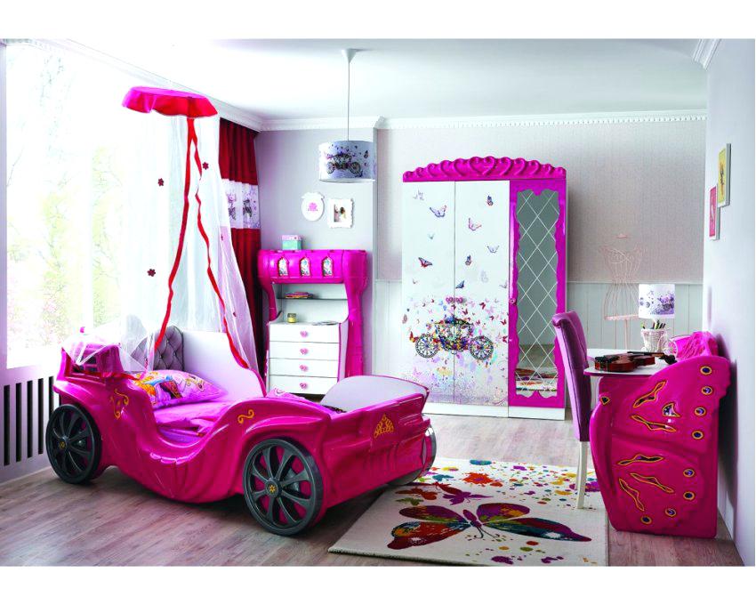Victoria Secret Bedroom Wallpaper Pink Tufted Upholstered - Princess Twin Car Bed , HD Wallpaper & Backgrounds