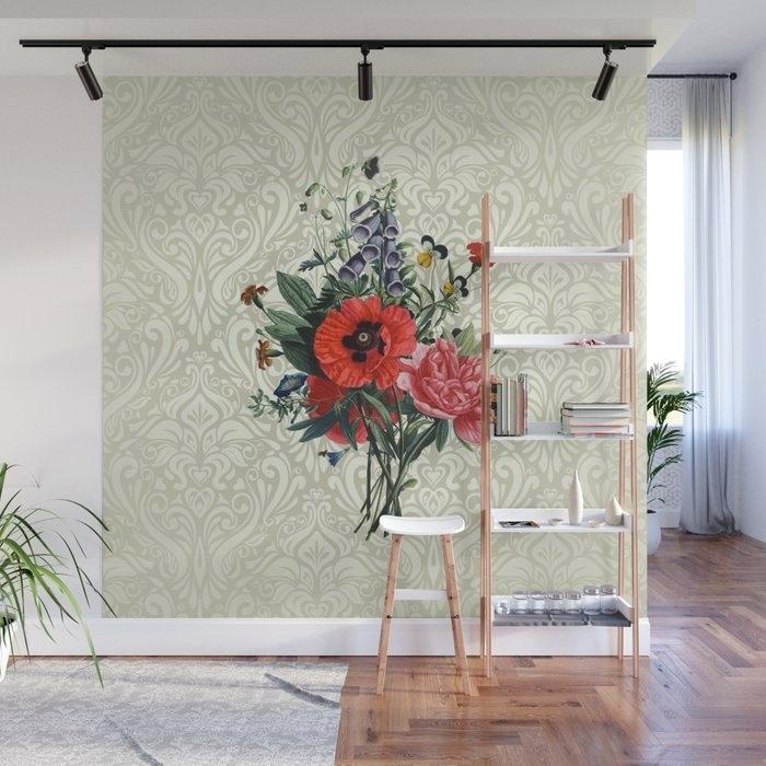 Victorian Flower Bouquet Wall Mural By Emshafer Society6 - Rose Gold Marble Wall , HD Wallpaper & Backgrounds