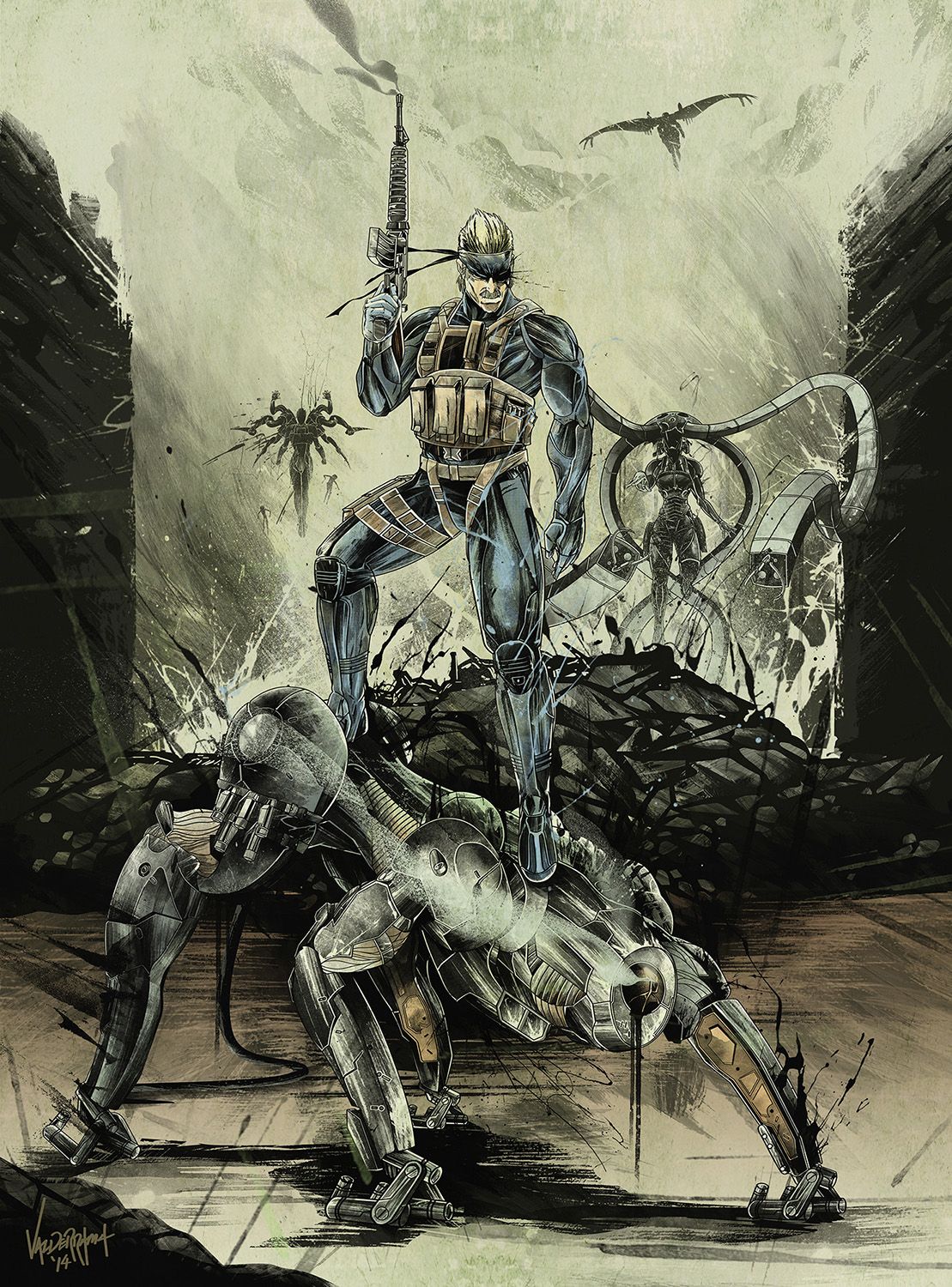 Mgs4 Old Snake Metal Gear Solid, Illustration, Cool - Metal Gear Solid Fanart , HD Wallpaper & Backgrounds