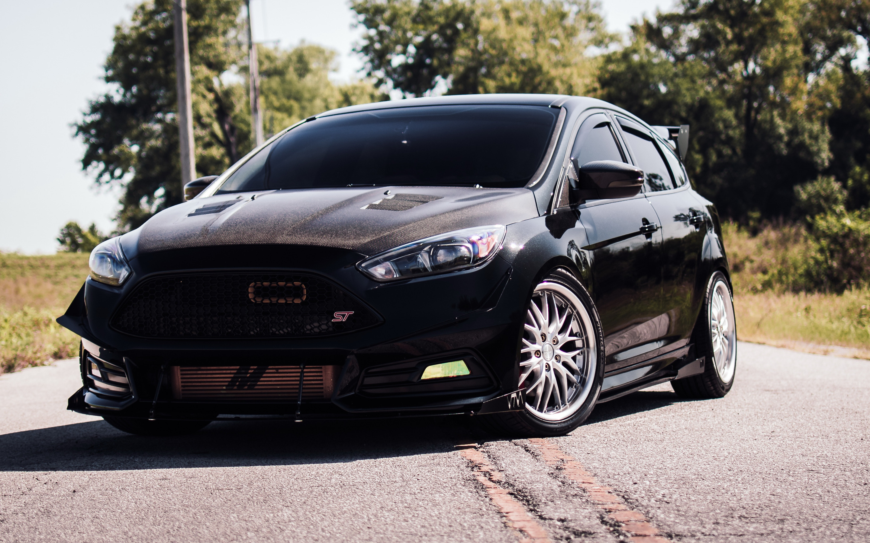 Ford Fiesta St, Black Hatchback, Tuning Fiesta, Carbon - Ford Fiesta 2018 Tuning , HD Wallpaper & Backgrounds