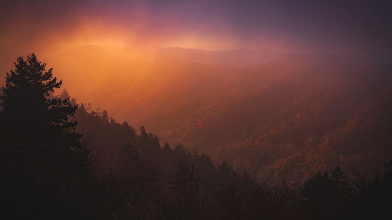 Dawn Overy Smoky Mountains 4k 1e - Larch , HD Wallpaper & Backgrounds