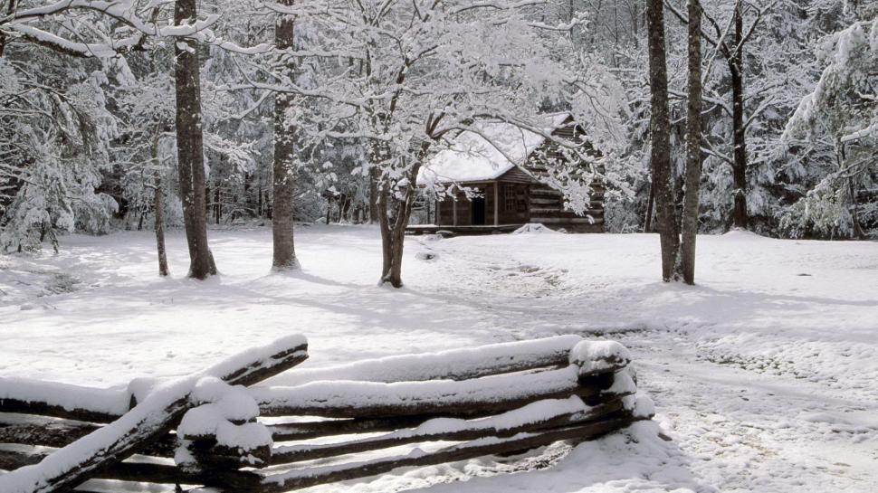 Cabin In Great Smoky Mountains Np Tennessee Wallpaper - Tennessee Winter , HD Wallpaper & Backgrounds