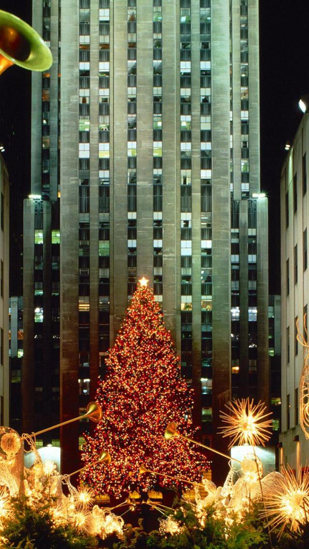 Rockefeller Center Christmas Tree Wallpaper - Christmas In New York Wallpaper For Iphone , HD Wallpaper & Backgrounds