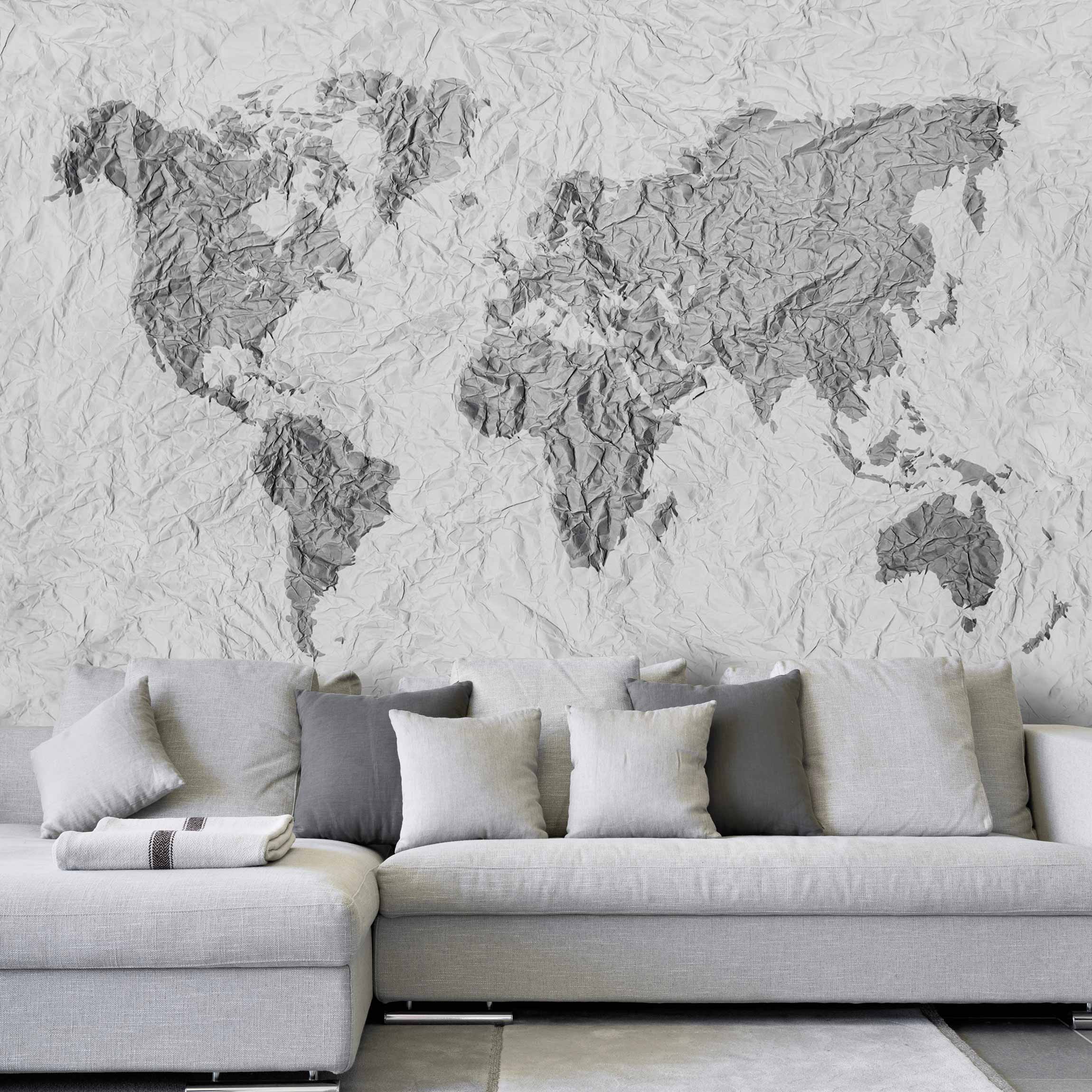 Paper World Map White Gray - Tapety 3d Powiększające Wnętrze , HD Wallpaper & Backgrounds