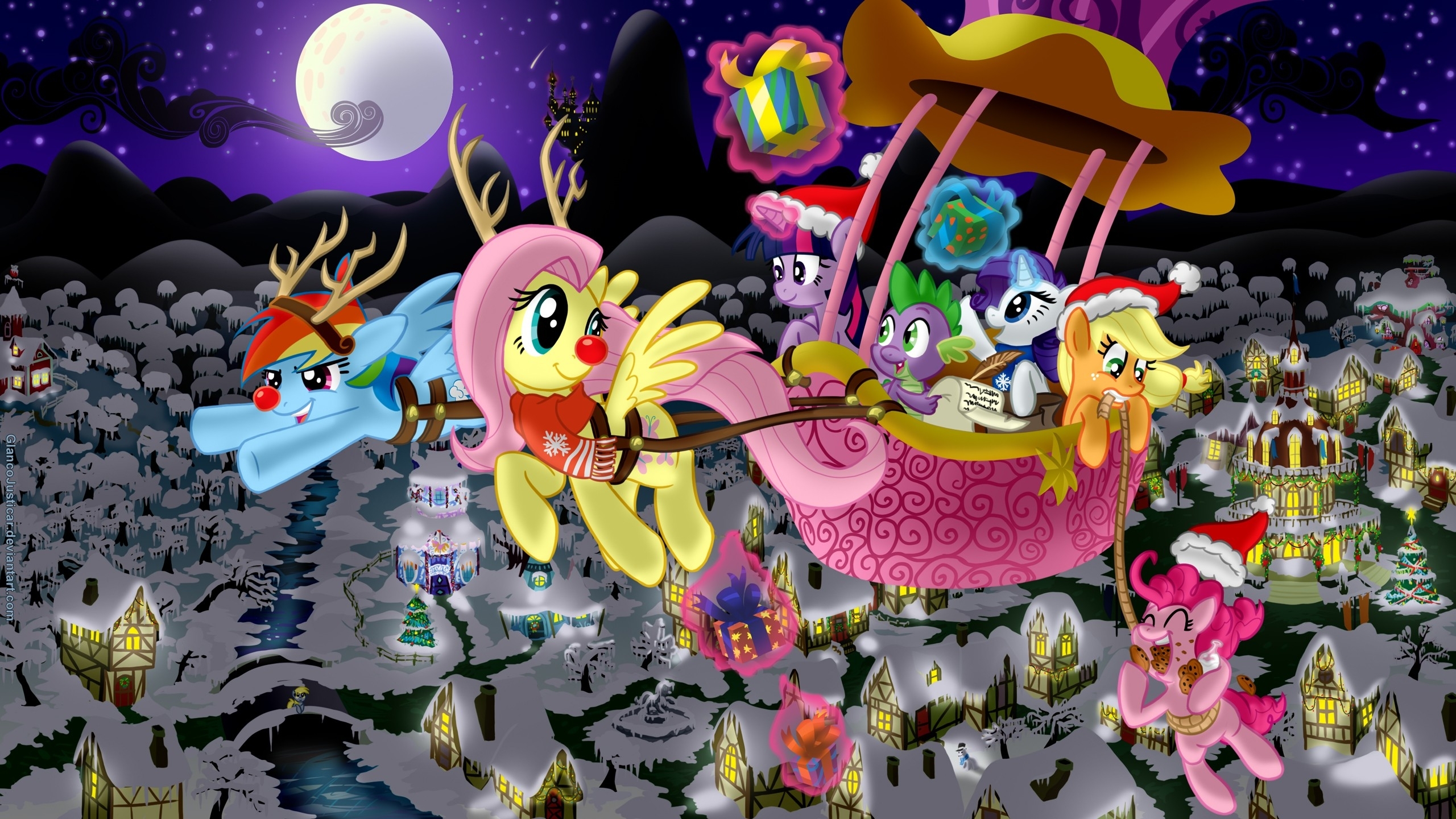 Snow Night My Little Pony Fluttershy Ponies Rainbow - My Little Pony Christmas , HD Wallpaper & Backgrounds