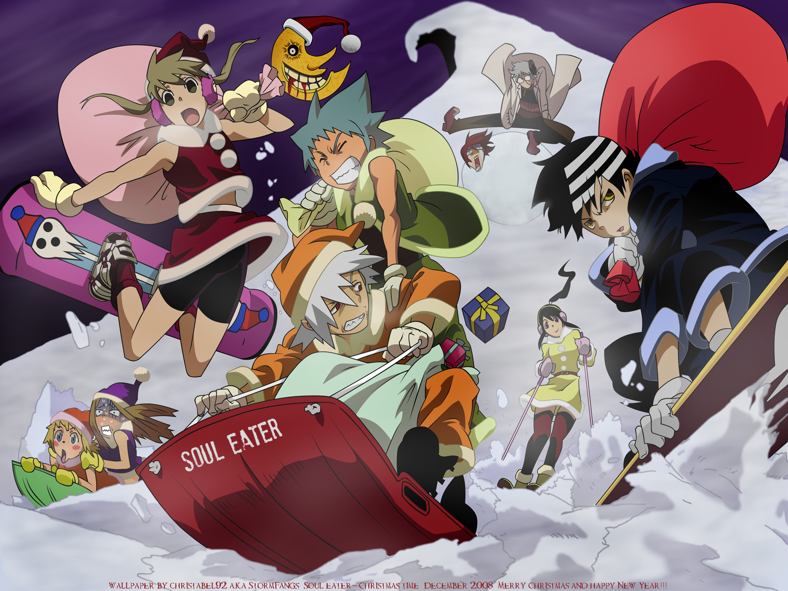 Soul Eater Wallpaper And Background Image - Soul Eater Maka Christmas , HD Wallpaper & Backgrounds