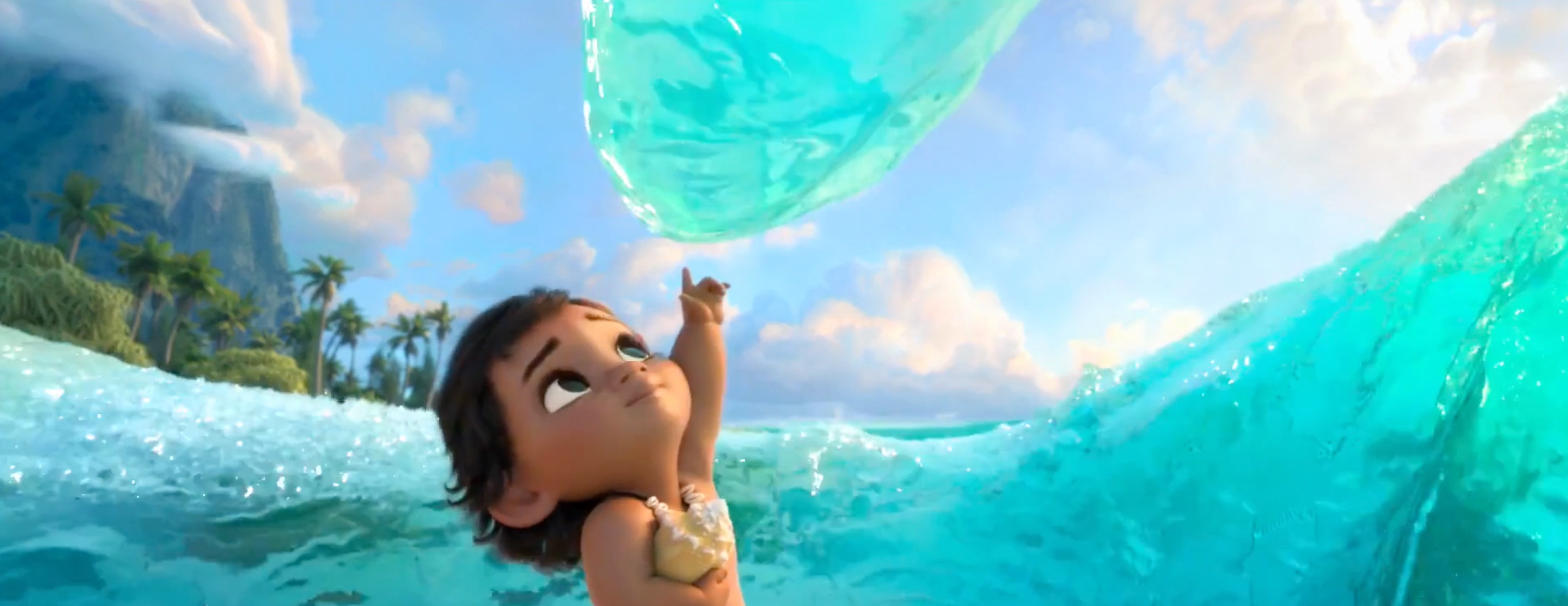 > Moana Wallpapers - Baby Moana And The Ocean , HD Wallpaper & Backgrounds