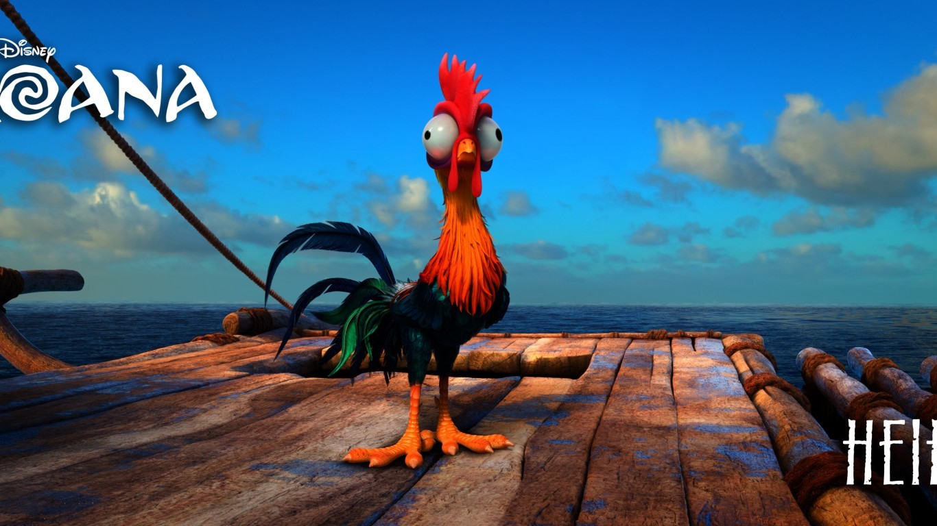 Moana, Heihei, Ocean, Clouds, Animation Chicken In Moana Name