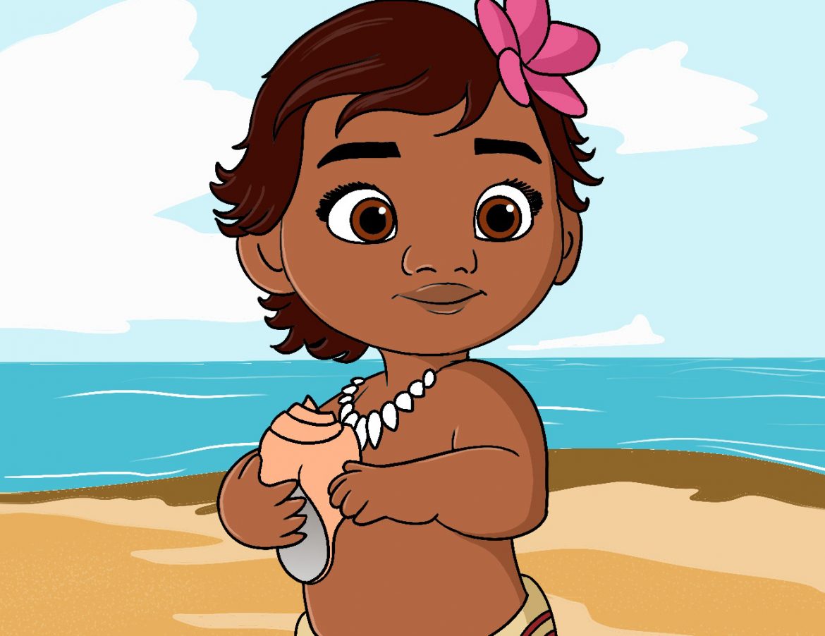 How To Draw Baby Moana From Disney's Moana - Baby Moana Drawing Step By Step , HD Wallpaper & Backgrounds