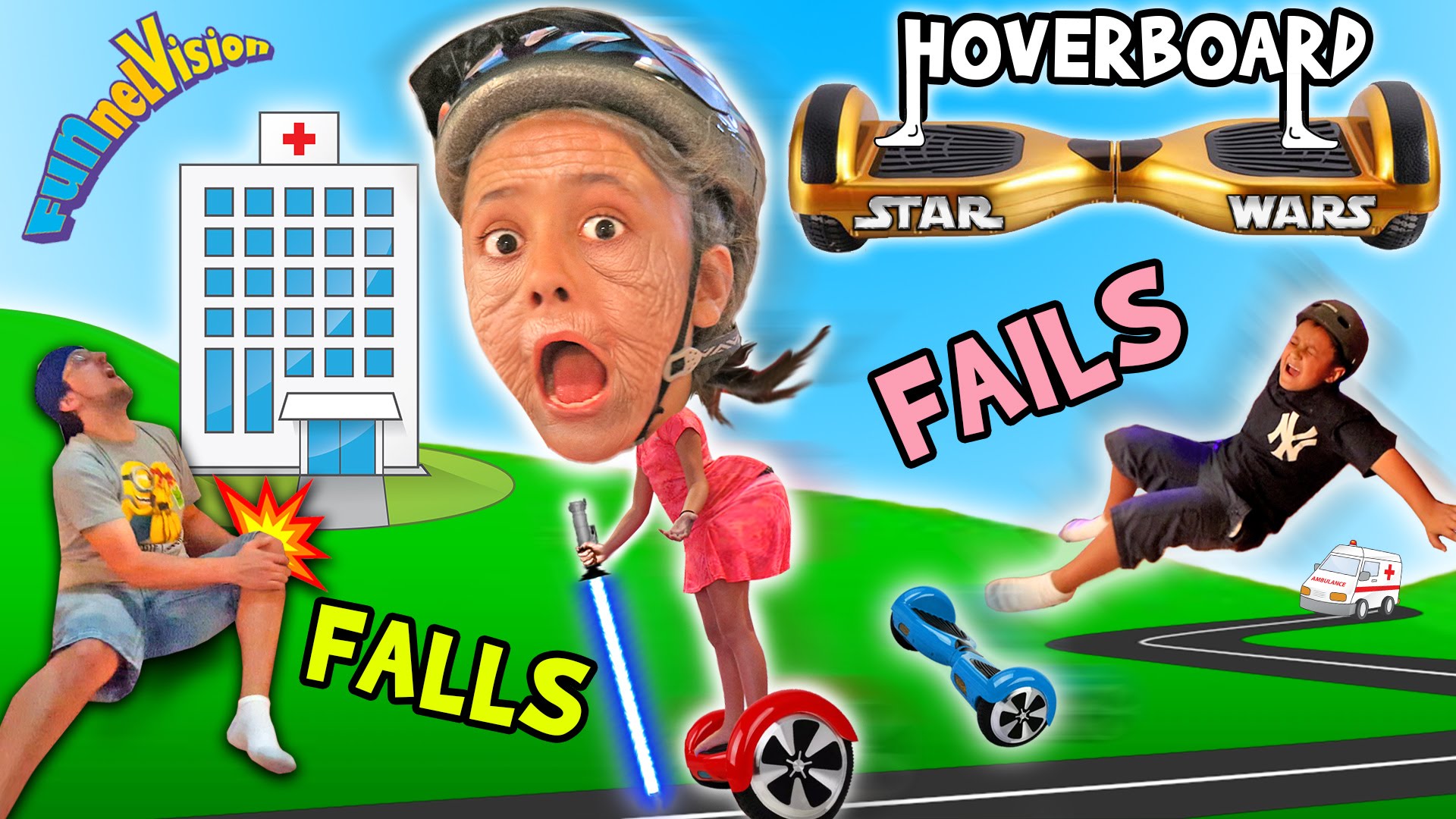 Little Granny Lightsaber Hoverboard Family Fails And - Funnel Vision , HD Wallpaper & Backgrounds