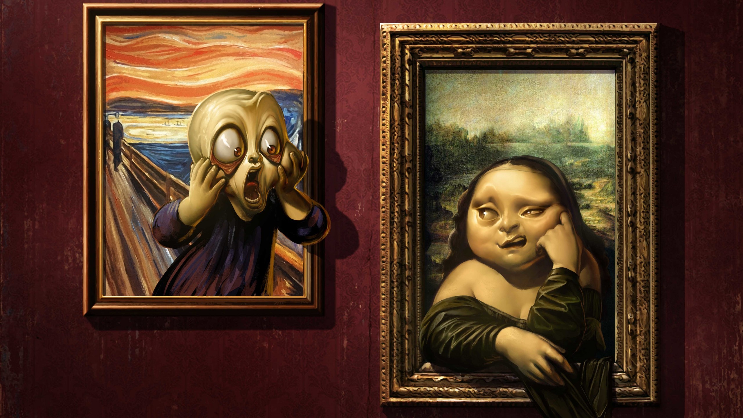 Mona Lisa - Leonardo Da Vinci Paintings Funny , HD Wallpaper & Backgrounds