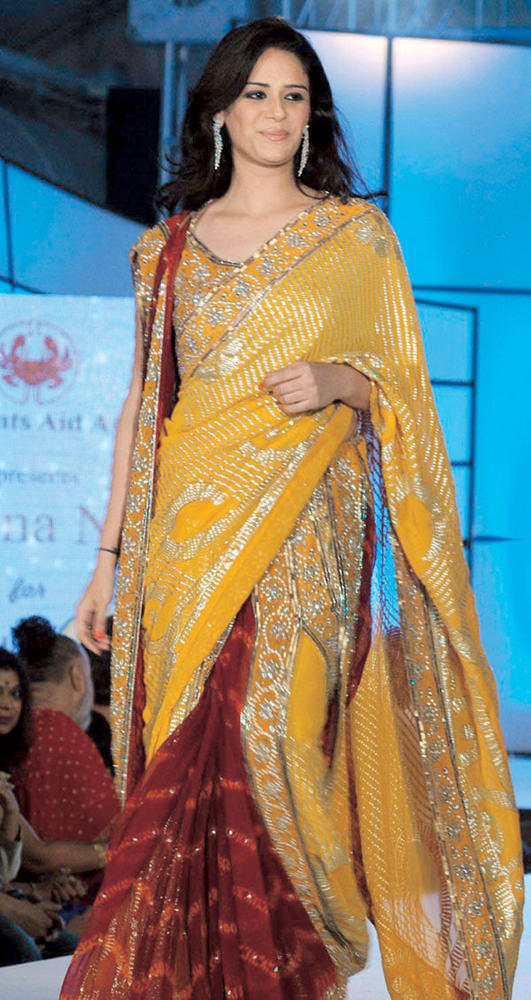 Download Mona Singh Walks At Cpaa Fashion Show Wallpaper - Mona Singh In Saree , HD Wallpaper & Backgrounds