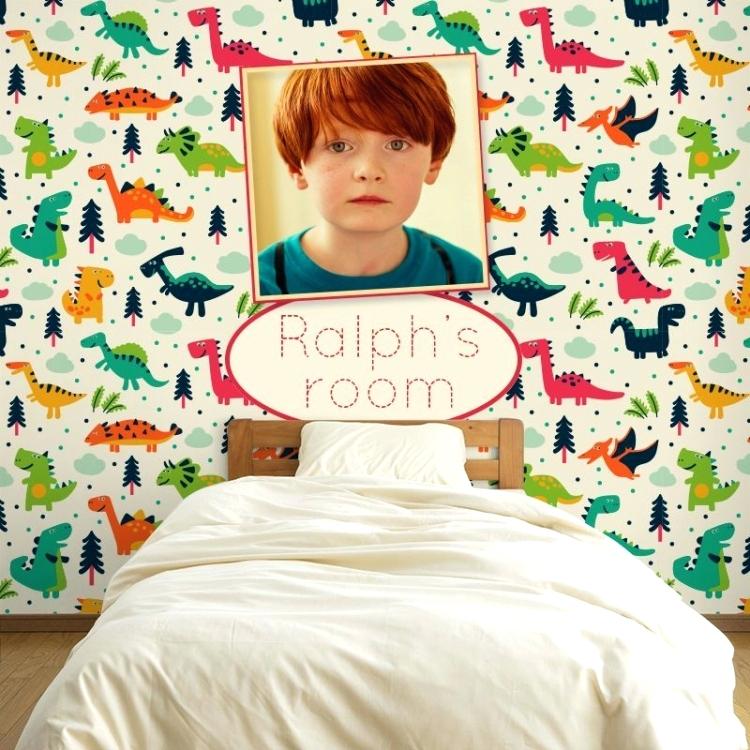 Childrens Bedroom Wallpaper Kids Wallpaper Personalised - Karpet Rasfur Karakter Dinosaurus , HD Wallpaper & Backgrounds