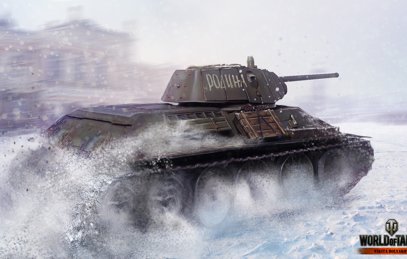 Photo Wallpaper Snow, T-34, Screens, World Of Tanks, - World Of Tanks , HD Wallpaper & Backgrounds