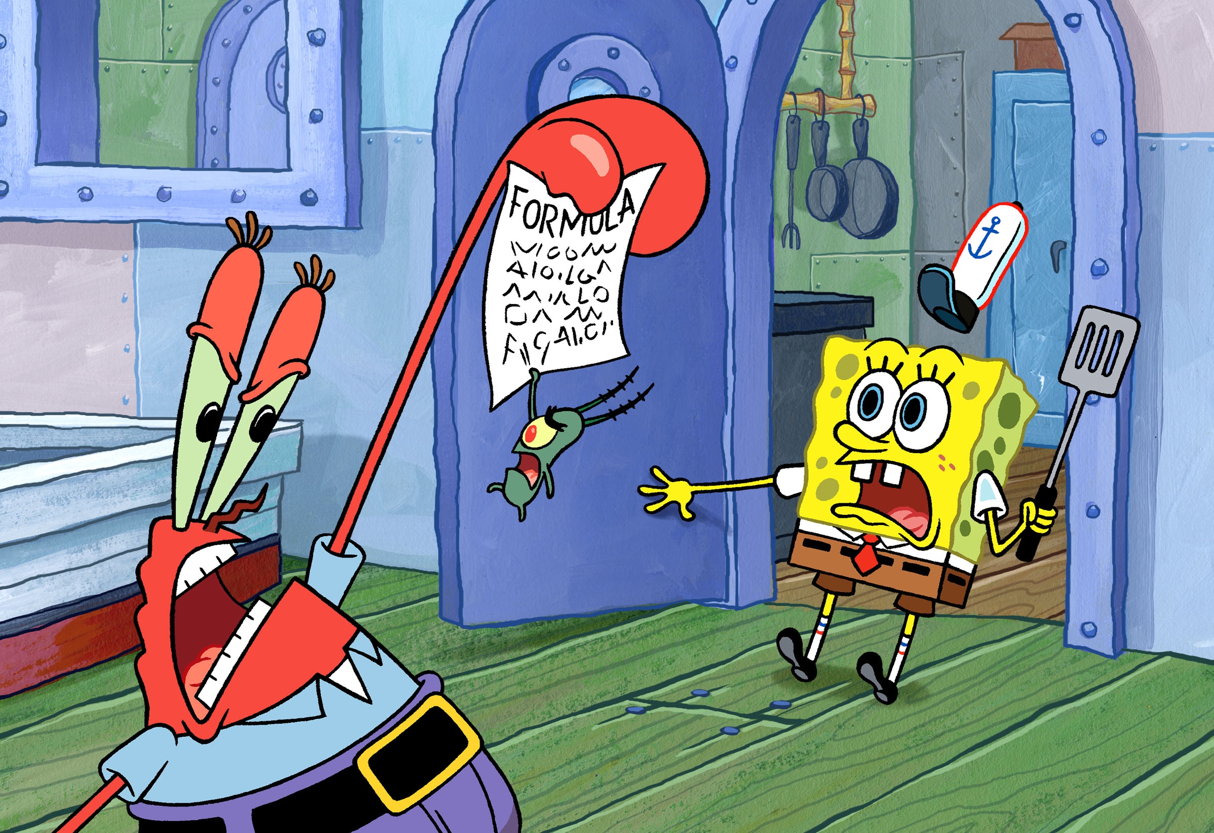 Plankton, Spongebob, Crabs - Mr Krabs With Formula , HD Wallpaper & Backgrounds