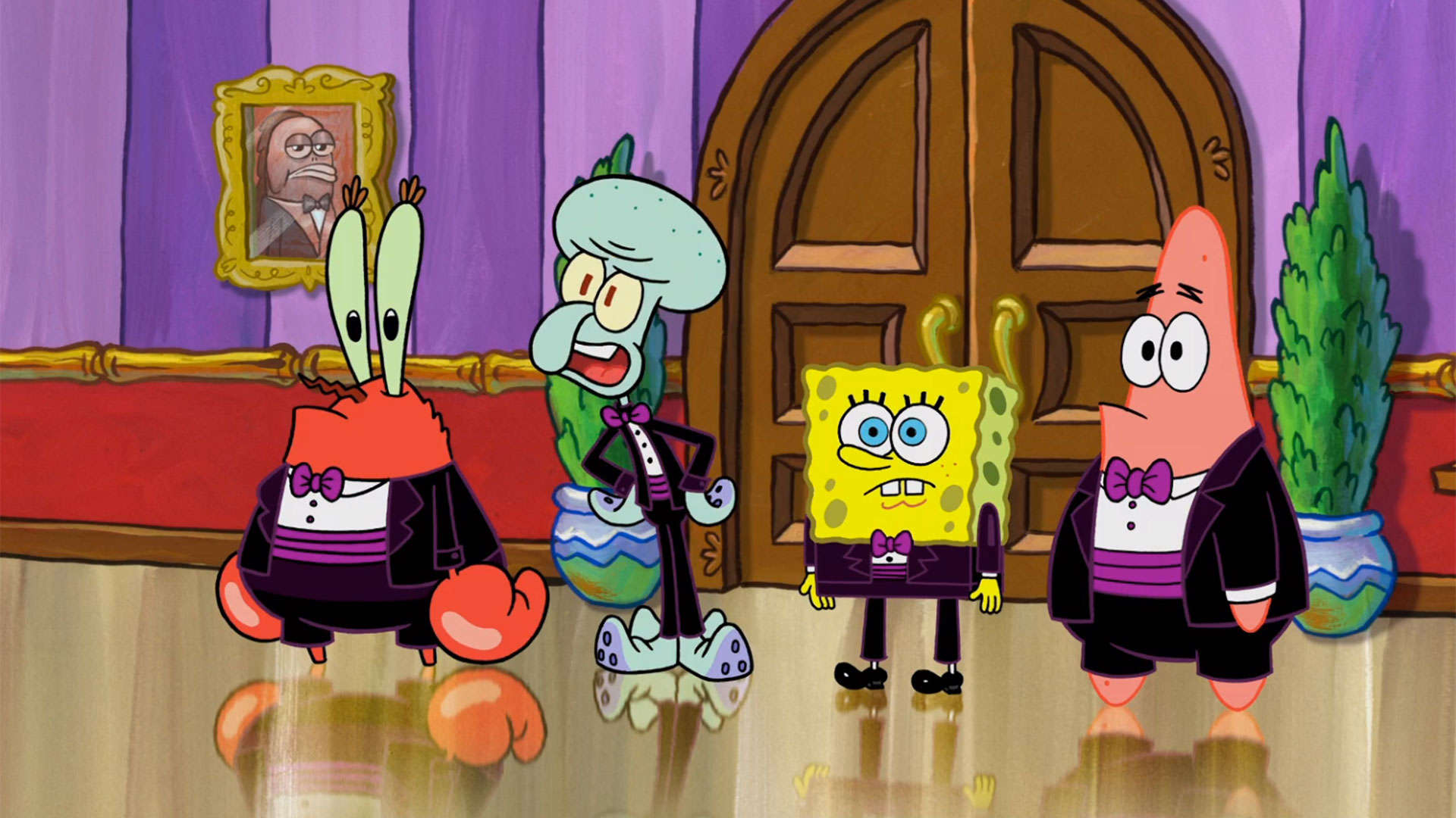 Spongebob, Patrick, Squidward And Mr Krabs - Spongebob Patrick Squidward Mr Krabs , HD Wallpaper & Backgrounds